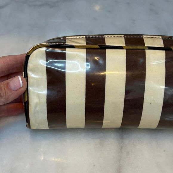 Kate Spade Striped Travel Cosmetic Case Pouch Clutch - Picture 6 of 16